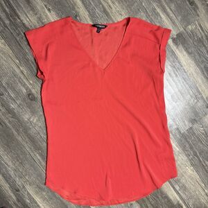 Express Women Sleeveless V-Neck Blouse Red Size S